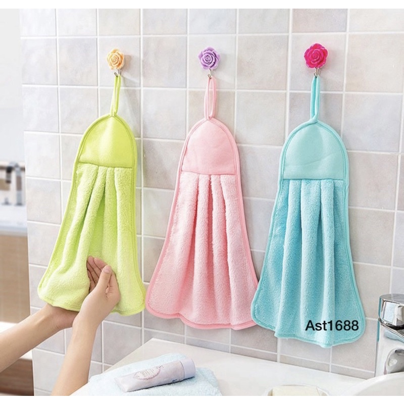 Kain Lap Tangan Hand Towel polos handuk Serbet gantung warna Hijau Pink Biru
