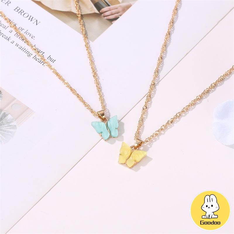 Korean Fashion Kalung Kupu-kupu Kalung Rantai Wanita Aesthetic Butterfly Necklace Anting -Doo