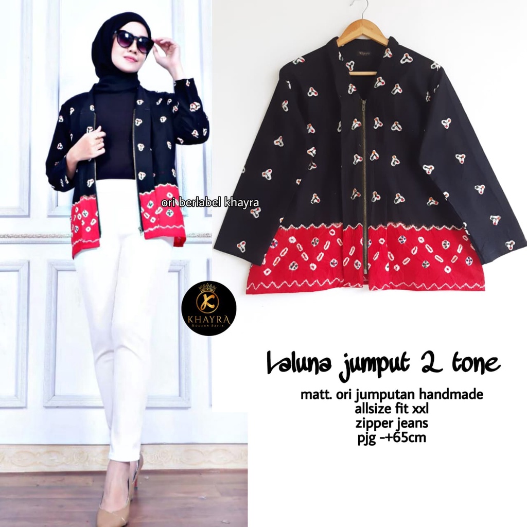 Blus laluna jumput 2 tone batik solo atasan kerja