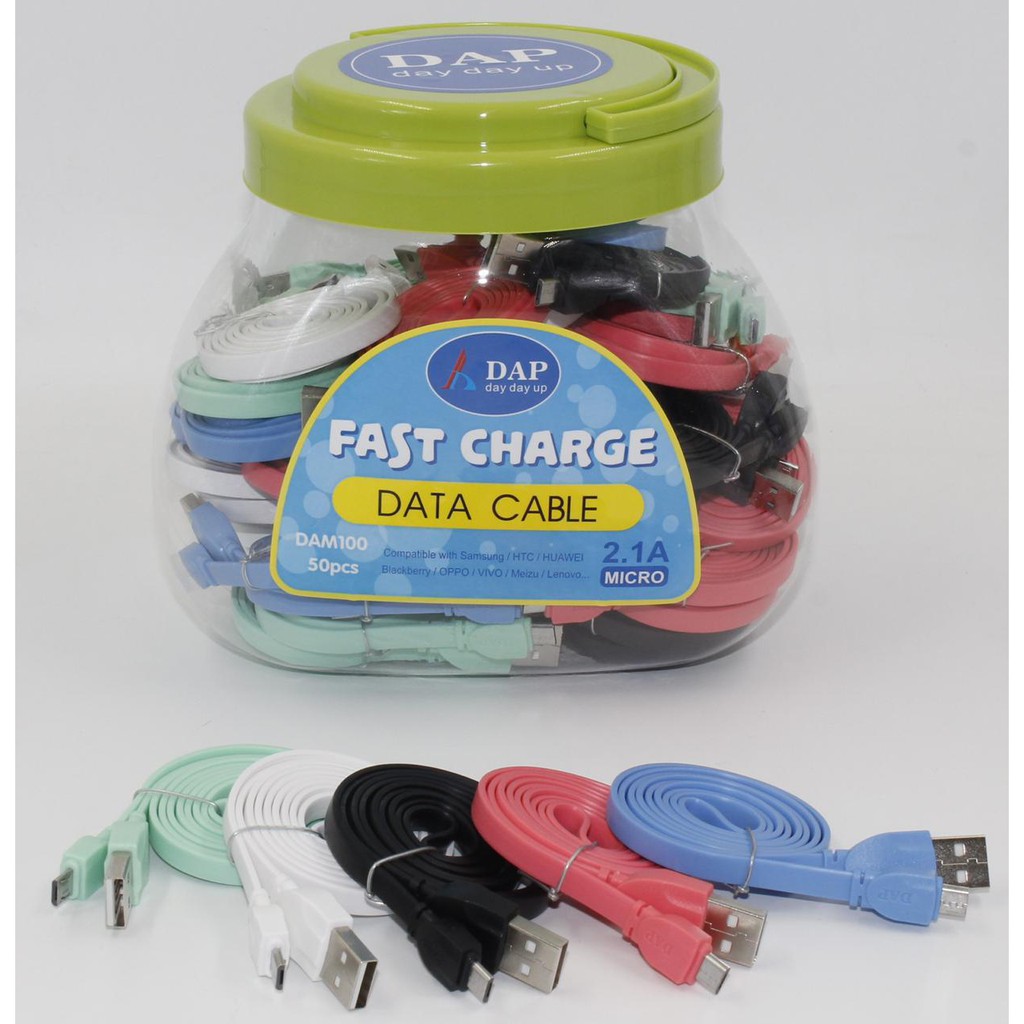 Kabel Charger Micro DAP DAM100 Data Cable FAST CHARGING Android 2.1A Kabel Casan V8