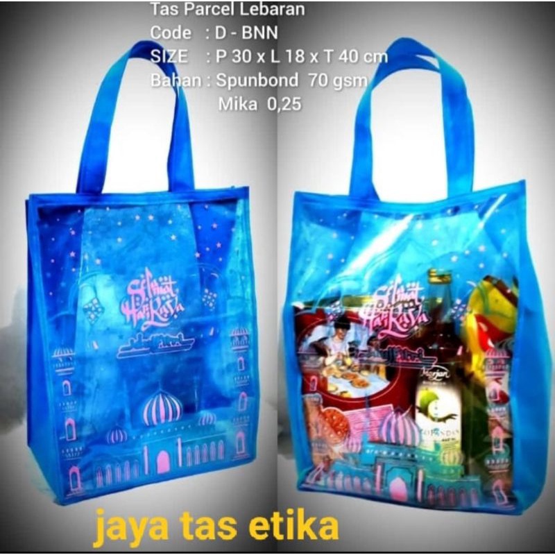 tas parcel godiebag lebaran idul Fitri cover mika spunbond