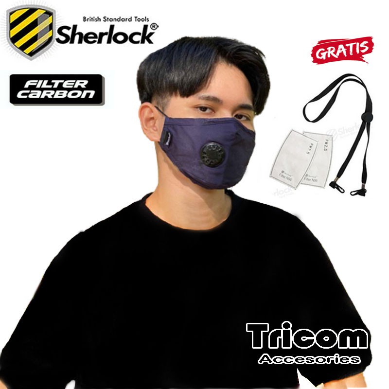 Masker N95 Carbon Filter 1 Katup + Tali Hijab + Filter Carbon