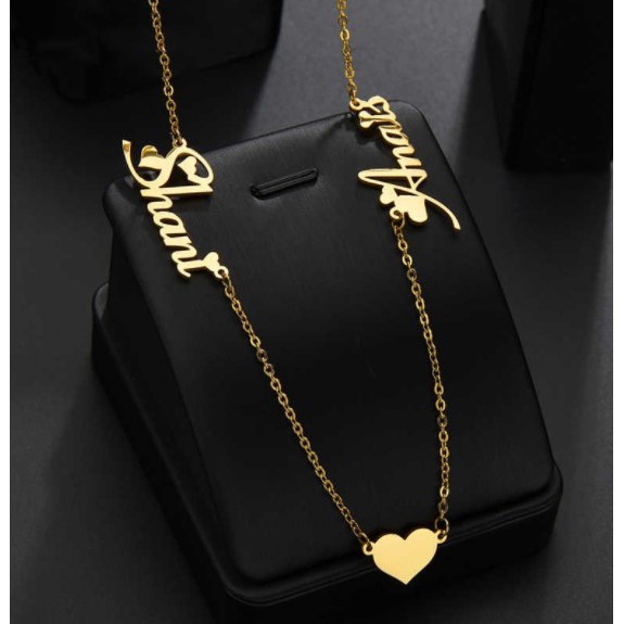 PERSONALIZED COUPLE NECKLACE / TITANIUM KALUNG NAMA CUSTOME / KADO VALENTINE