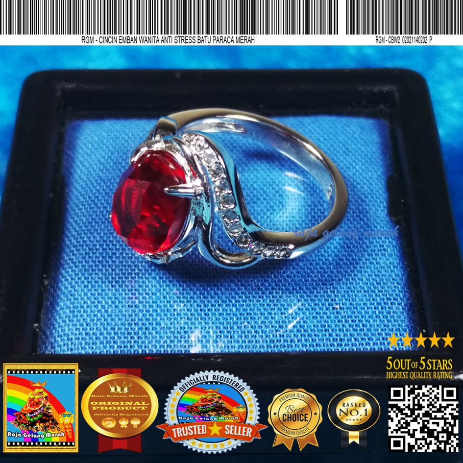 Raja Gelang  Murah Cincin Emban wanita Anti Stress  Batu Paparaca  Merah