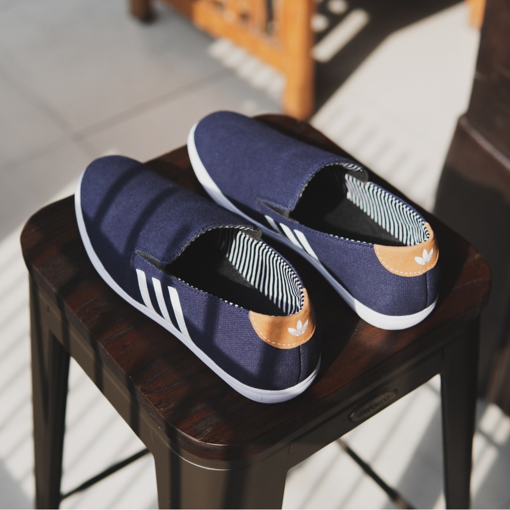 MS Shoes - BIG PROMO Sepatu Pria Adidas D3p Navy Slip On Casual Santai Kerja Murah Keren Selop Murah