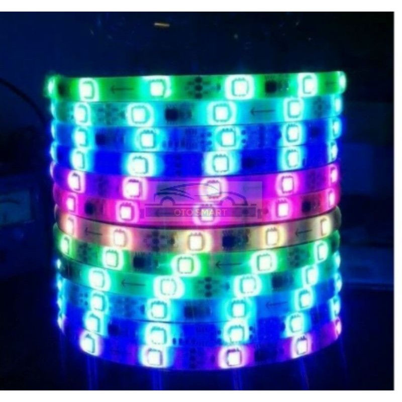 LAMPU STRIP RGB 5050 WARNA WARNI RUNNING NYALA OTOMATIS SET +ADAPTOR 5METER FULL