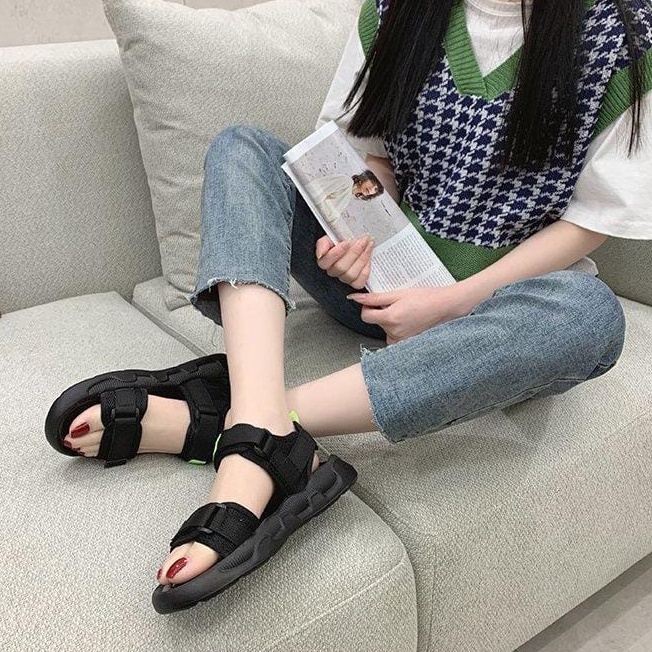 TBIG [COD] Size 35 - 40 Sandal Flat 2 Tali Wanita Import Korea Style Santai Wanita Remaja Wedge