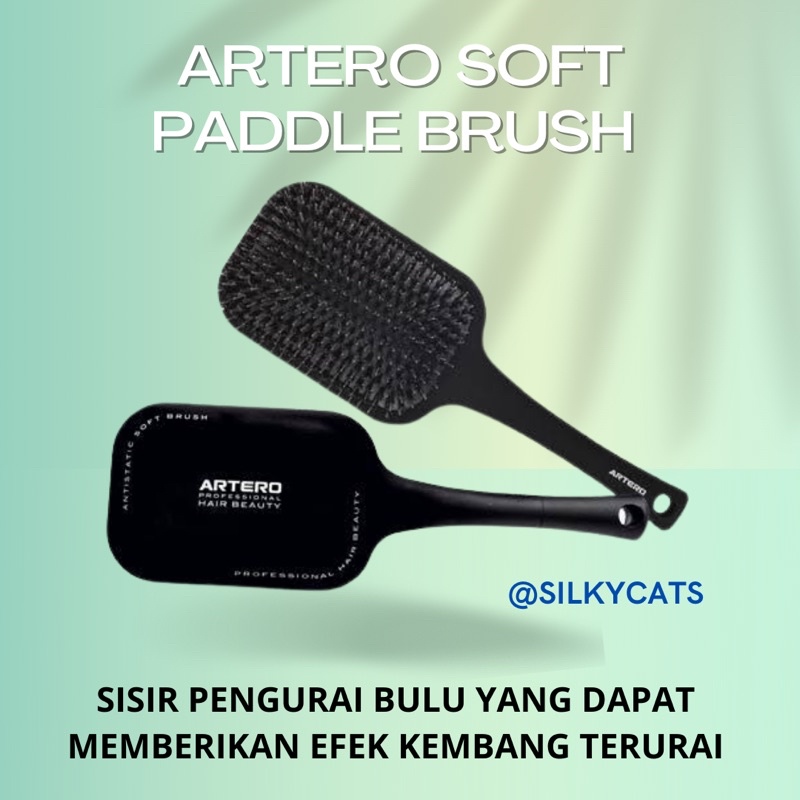 ARTERO SOFT PADDLE BRUSH (boar bristle) , sisir pengurai bulu yang memberikan efek kembang terurai