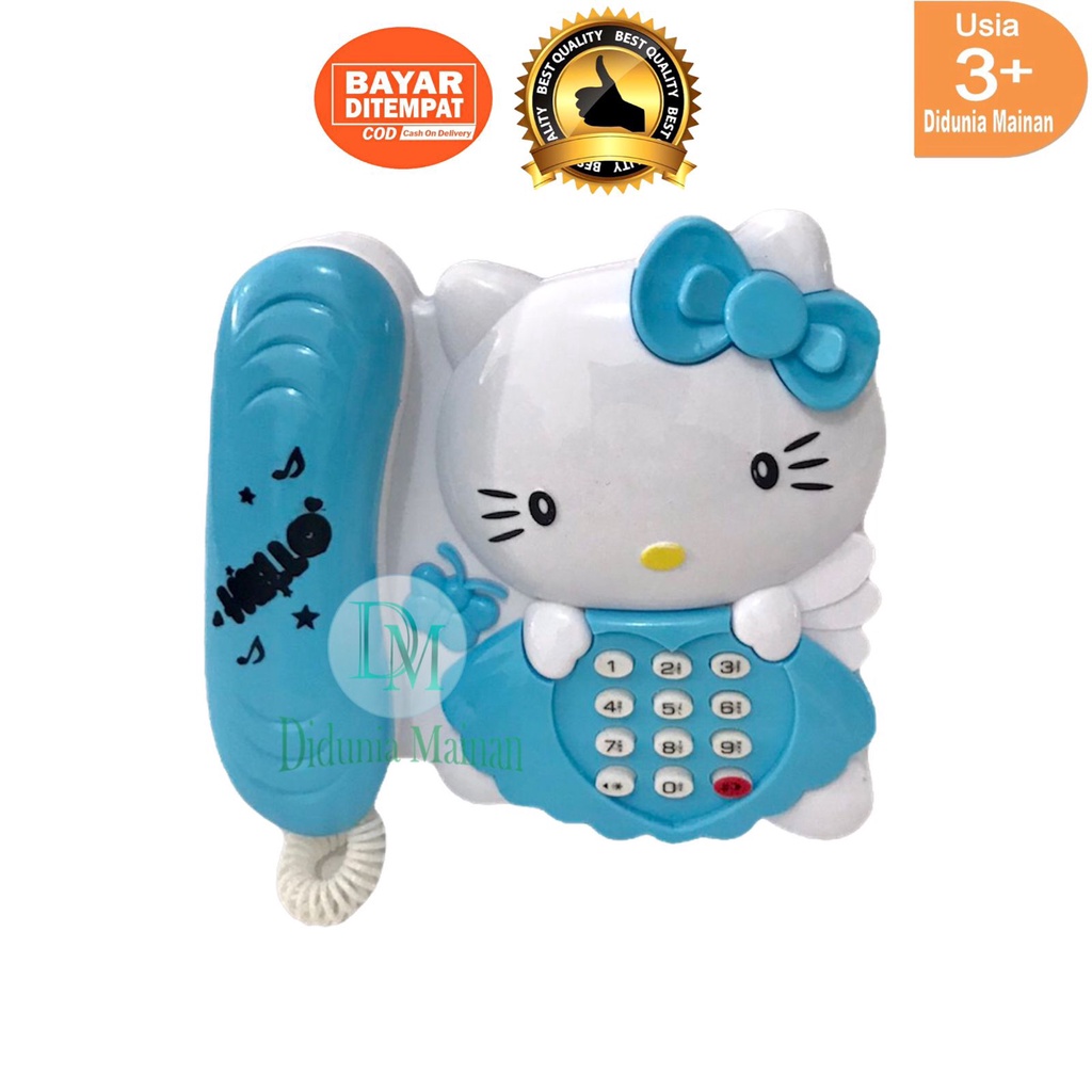 telepon mainan edukasi anak perempuan karakter hello kitty musik dan lampu