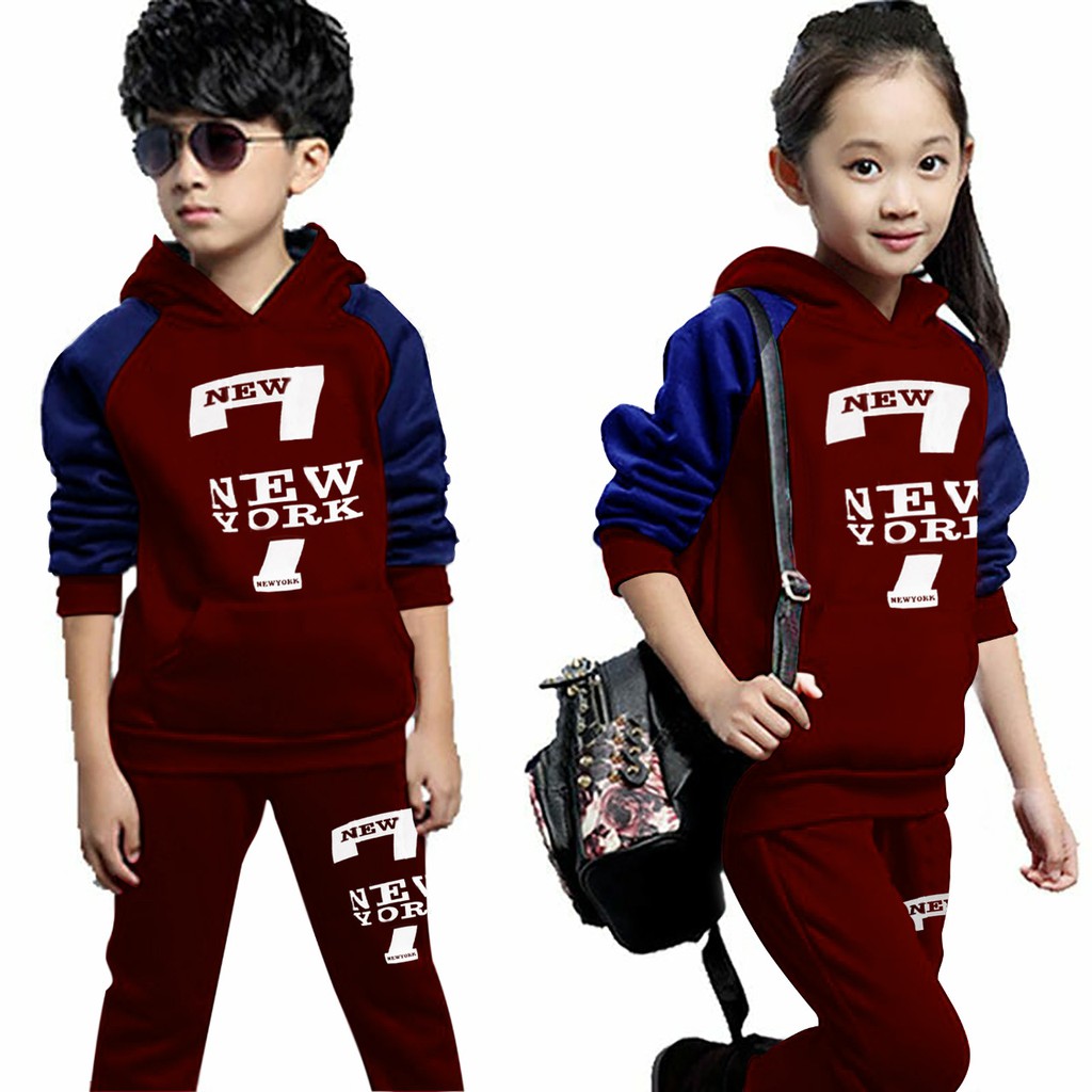 STELAN ANAK ANAK,STELAN ATAS BAWAH,STELAN SWEATER ANAK HODDIE  TUJUH