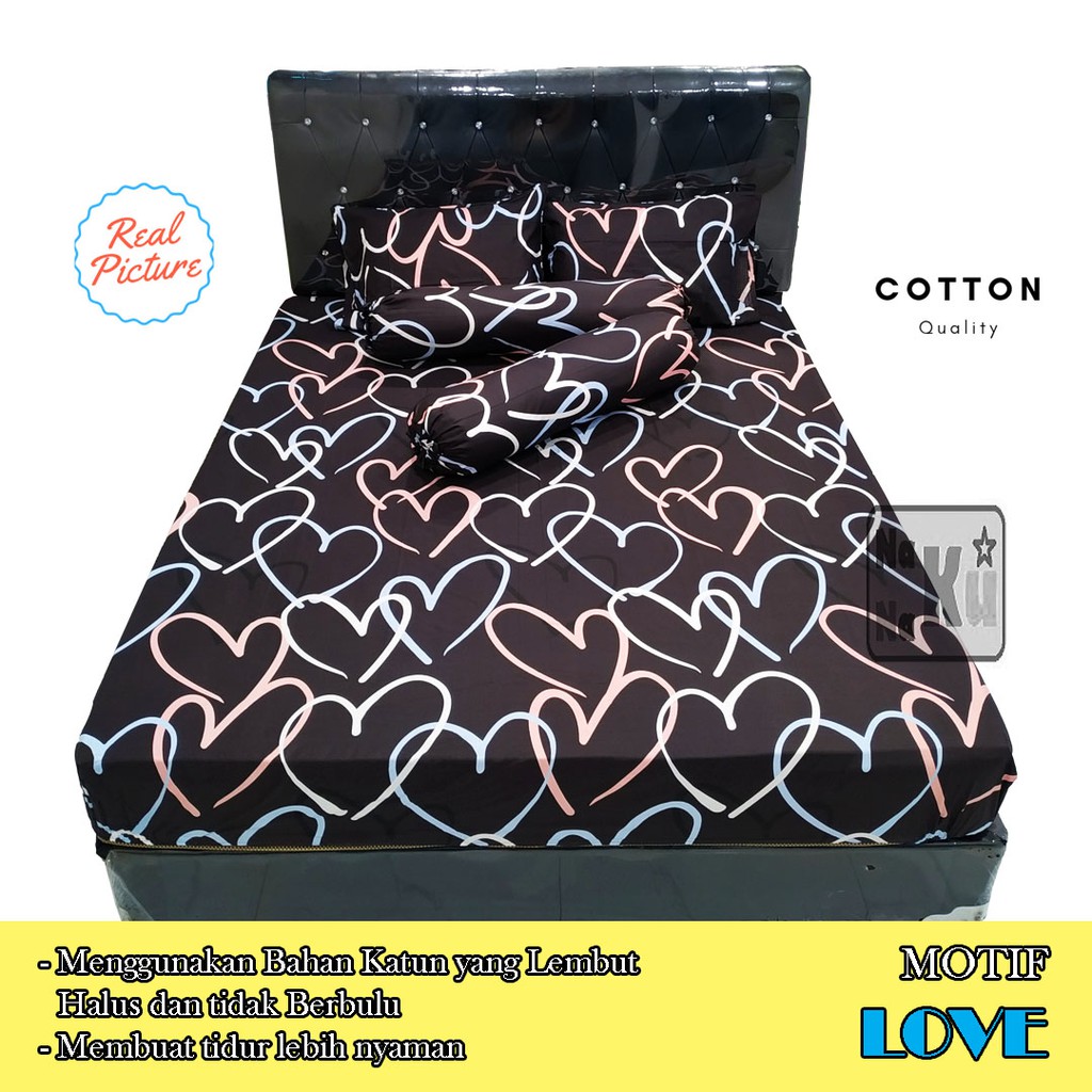 Sprei Set Katun dgn Sarung Bantal dan Guling - Motif P