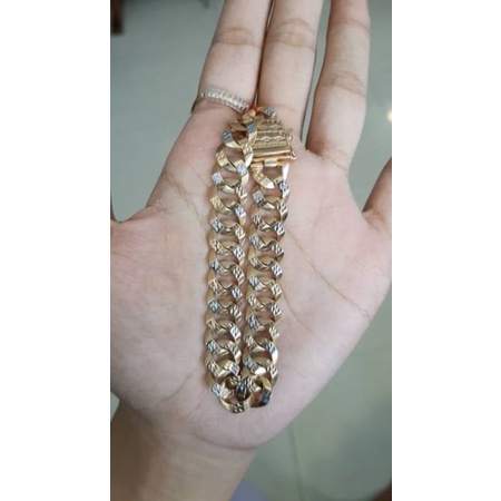 Gelang sisik naga kombinasi 2 warna emas asli kadar 300