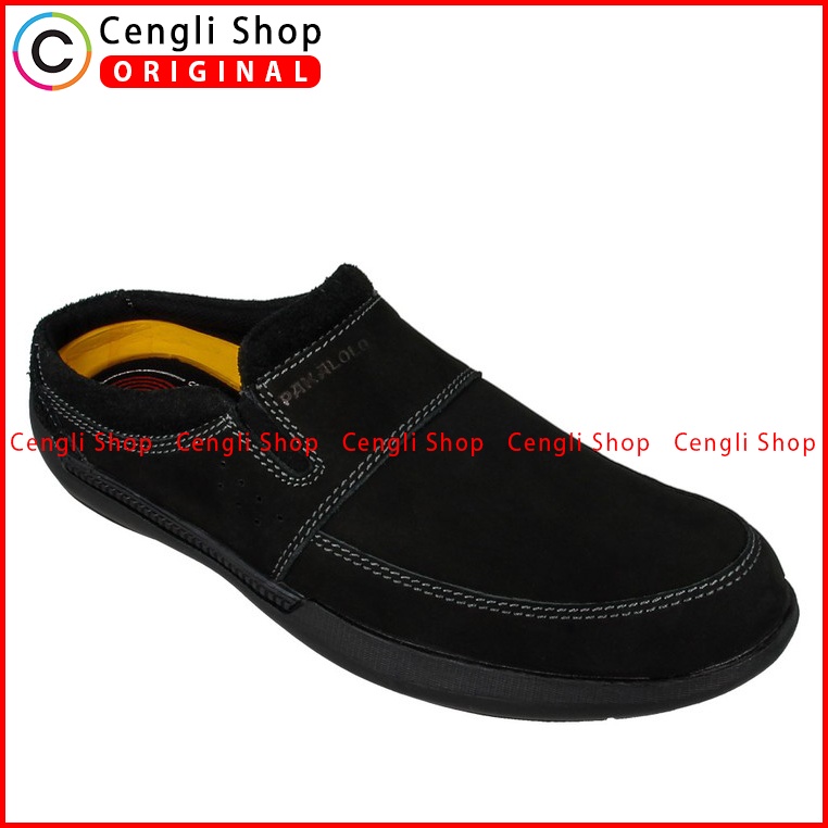 SEPATU SANDAL KULIT PAKALOLO PRIA ORIGINAL CASUAL ASLI HITAM PB02