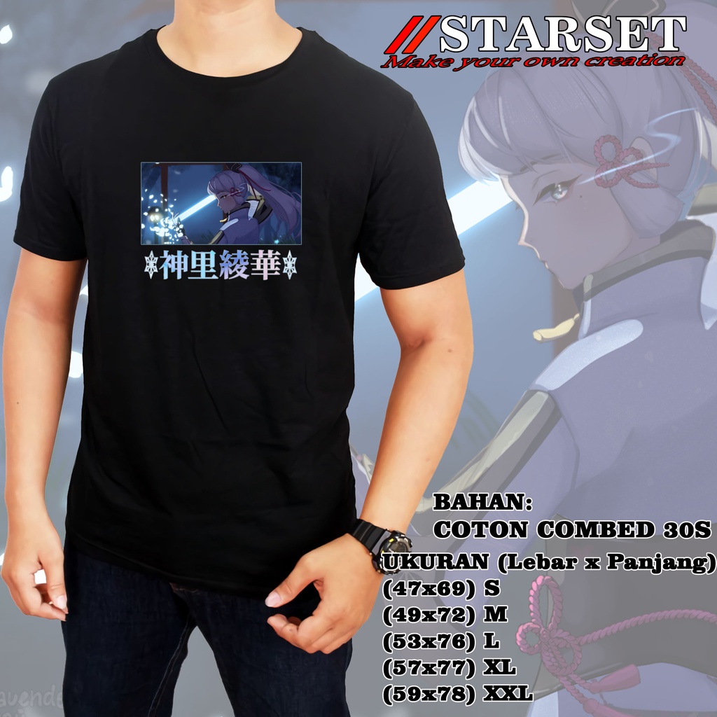 Kaos Tshirt Game Genshin Impact Kamisato Ayaka - Baju Wibu - Baju Otaku - Baju pria - Baju Simp - Ba