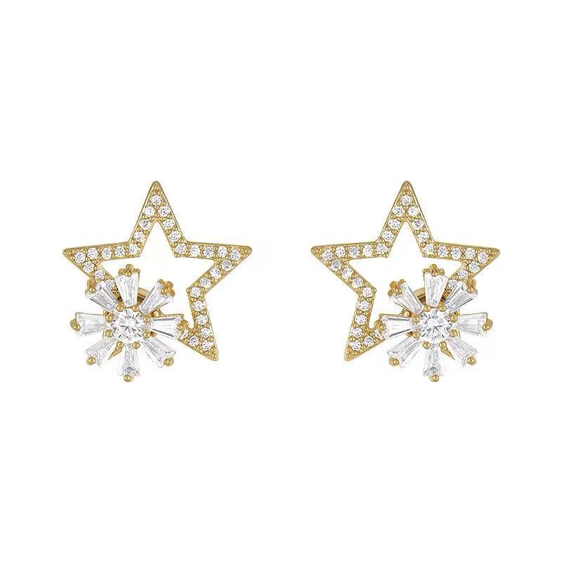 Dapat diputar stud anting-anting lima menunjuk bintang anggun online influencer Korea titanium baja