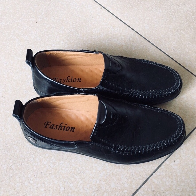 Kulit Asli Sepatu Pantofel Pria Pantofel Slip On Sepatu Tanpa Tali Santai Kasual Anti Slip Kantor Cowok Kekinian Keren 004