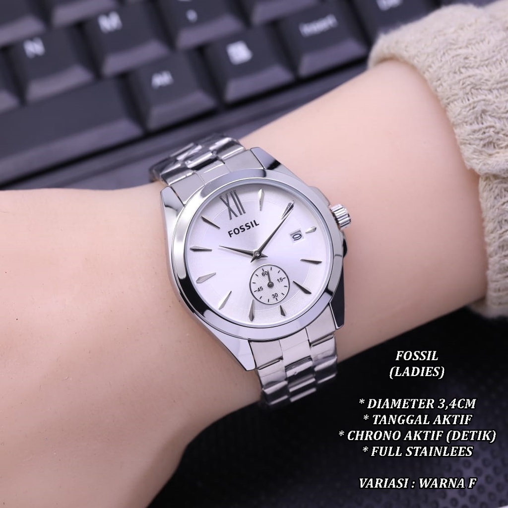 (BISA COD) JAM TANGAN WANITA FASHION RANTAI BODY BULAT TANGGAL &amp; CHRONO ON