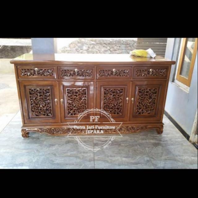 Meja Tv Penyekat Ruang Tamu/ Bufet Ukir/ Lemari Hias Jati