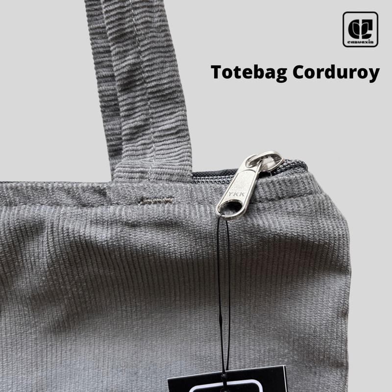 Tote bag bahan Corduroy Grey with khaki