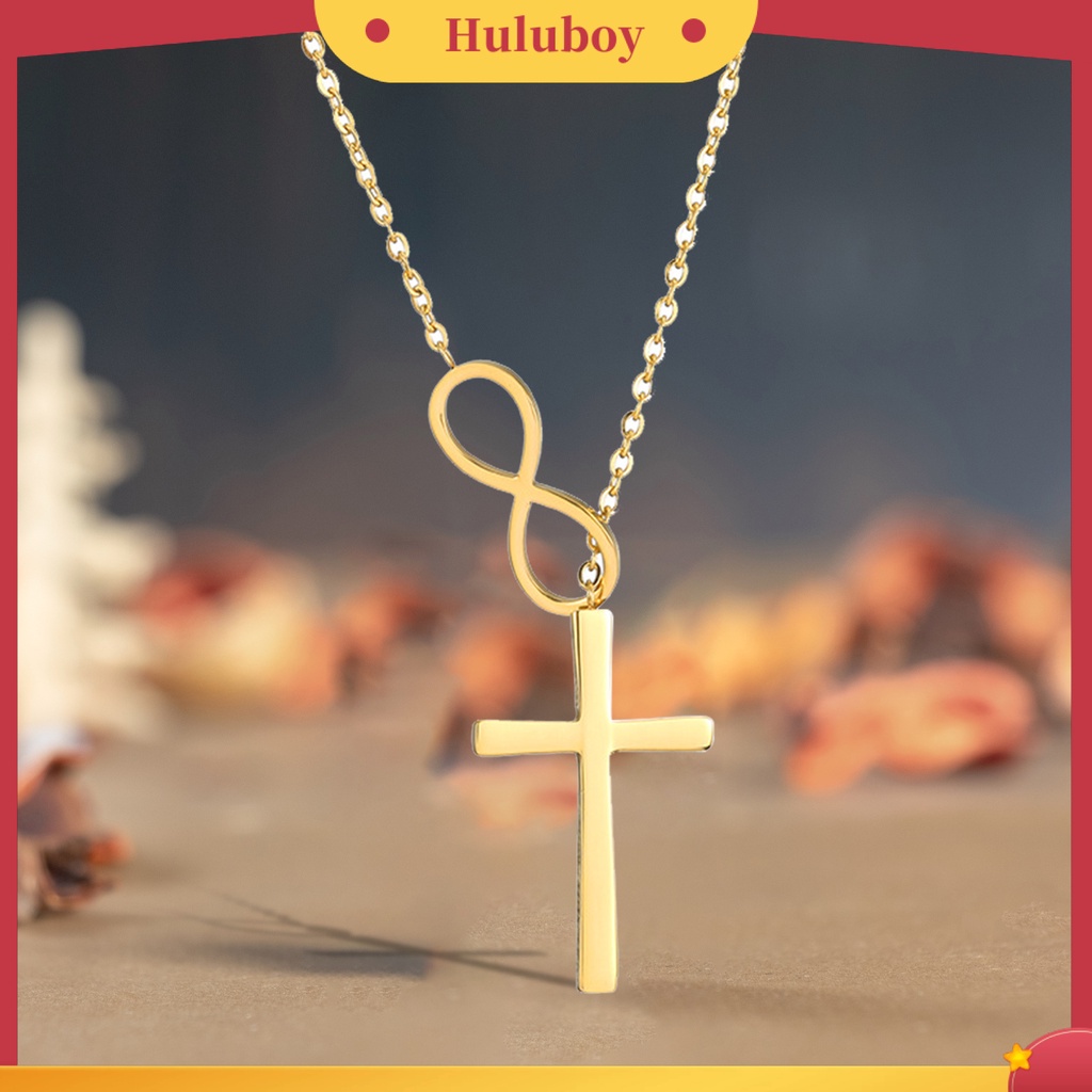 Hu Hu Hu Hu Hu Alat Bantu Pasang Kacamata♡ Kalung Wanita Bahan Alloy Electroplating Anti Karat Dengan Liontin Salib Untuk Pesta