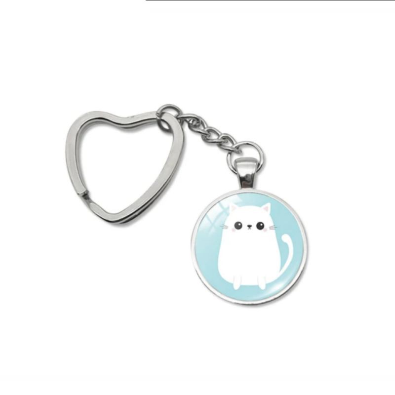 Gantungan kunci cute kitten baby lovely heart keychain holder