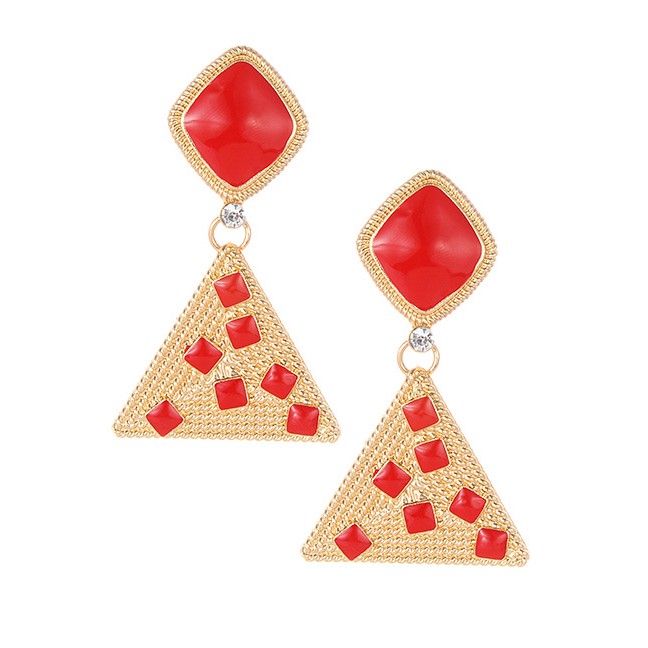 LRC Anting Tusuk Fashion Triangle Shape Decorated Earrings