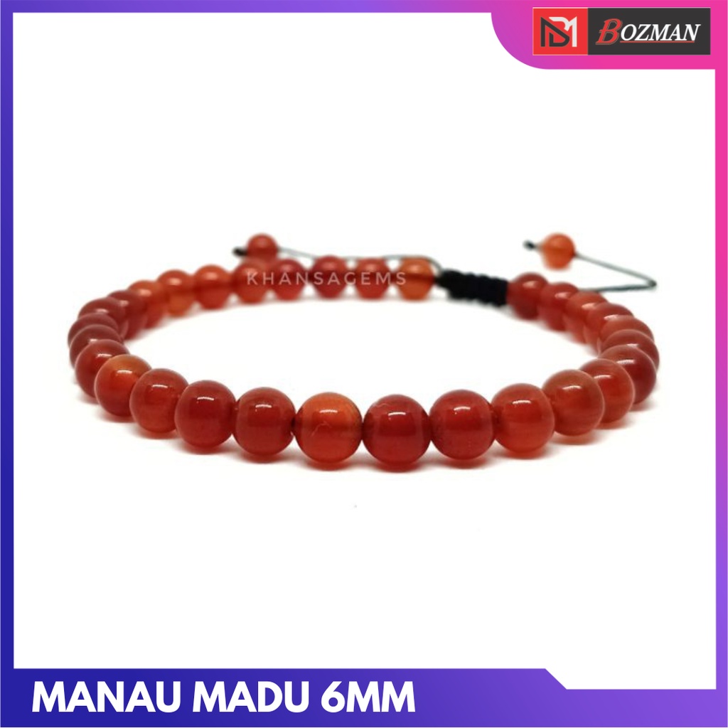 Gelang Tasbih Batu Manau Dim 6mm dan 8mm Model Tali Serut Shambala