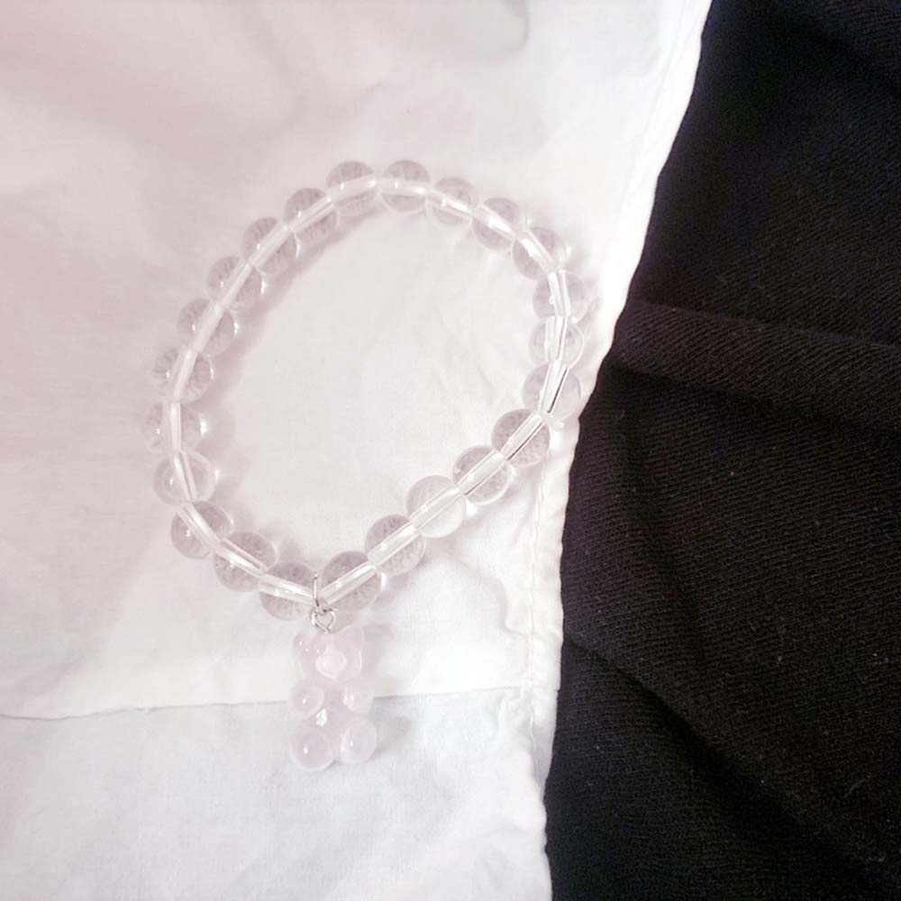 Gelang Kristal Transparan Dengan Liontin Beruang Untuk Wanita