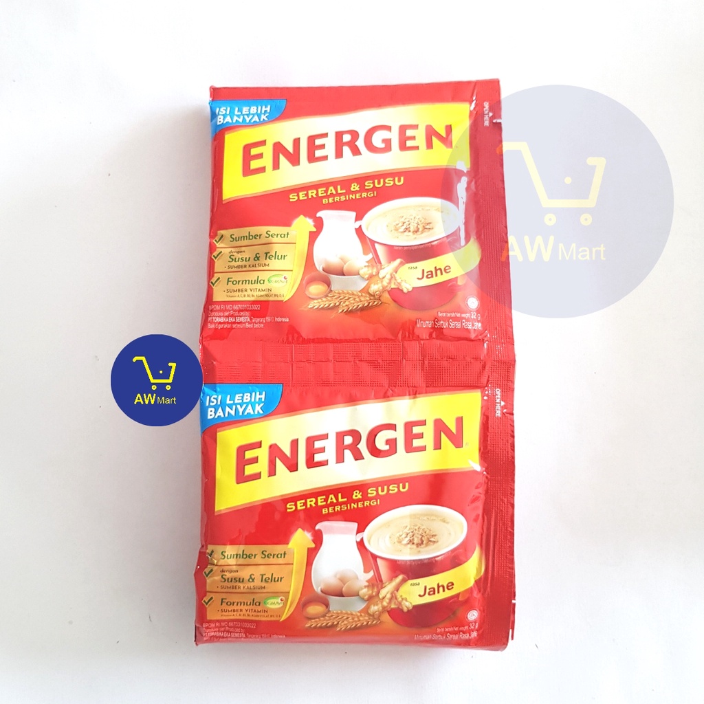 ENERGEN SEREAL RENCENG SACHET (10 SACHET X 32 GRAM) 320 GRAM - COKLAT, VANILA, JAHE, KACANG HIJAU