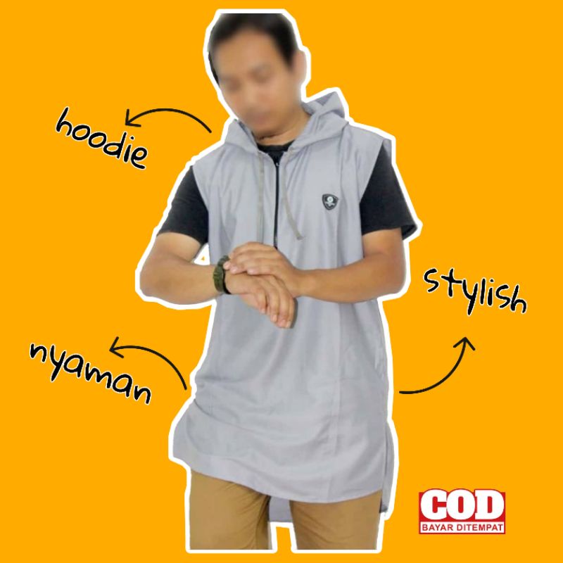 Baju Muslim Rompi Sholat Solat Hoodie Pria Jumbo Premium Toyobo