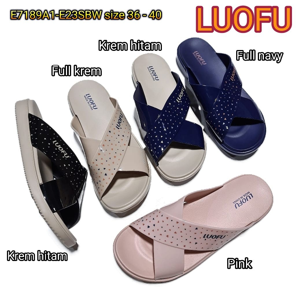 jelly sandal wanita luofu sendal karet cewek selop import E7189A1-E23SBW