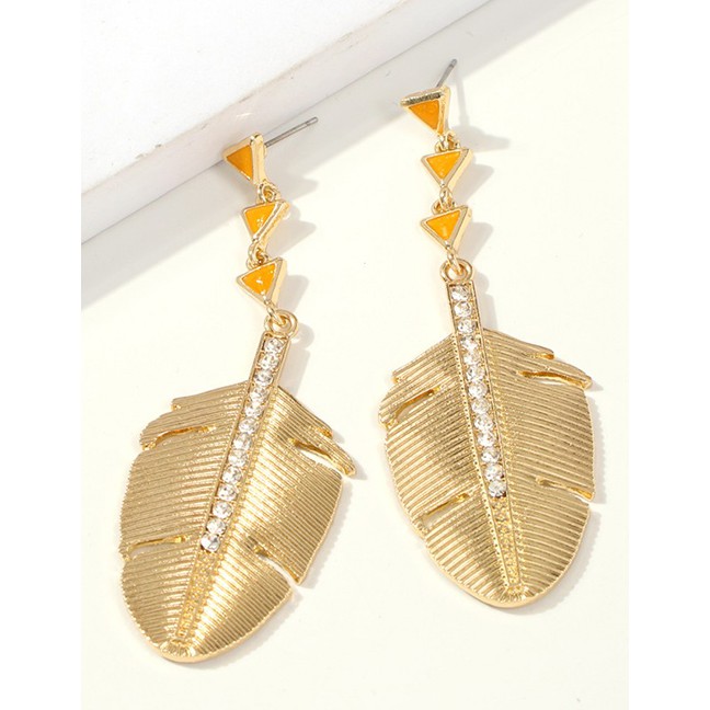 LRC Anting Tusuk Fashion Gold Openwork: Studded: Leaf Alloy Stud Earrings D22344