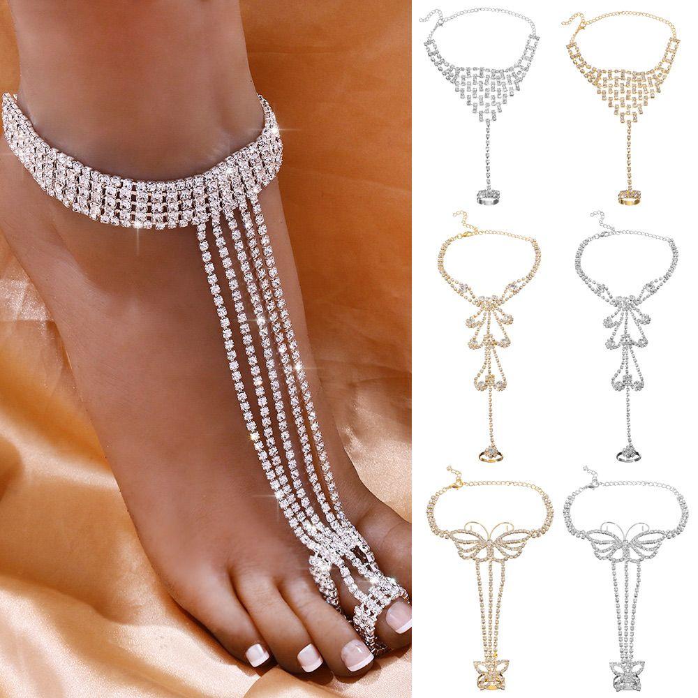 TOP Gelang Kaki Sandal Pengantin Perhiasan Kristal