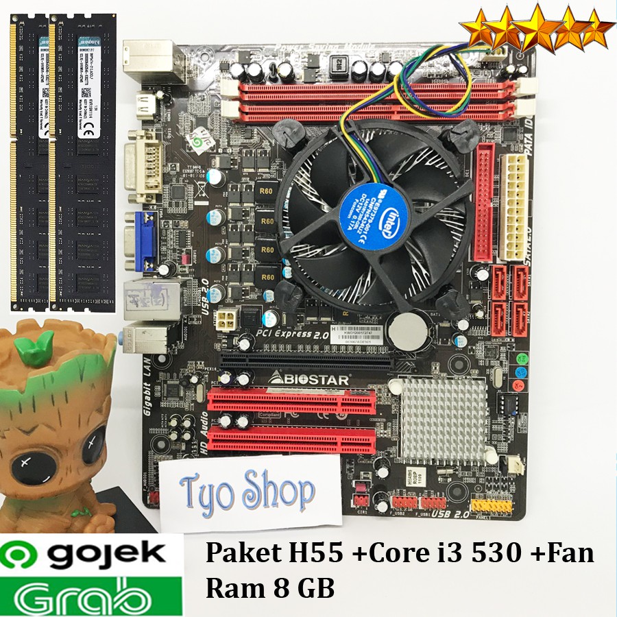 paket Mainboard Core i3 530 Fan Ram 8gb