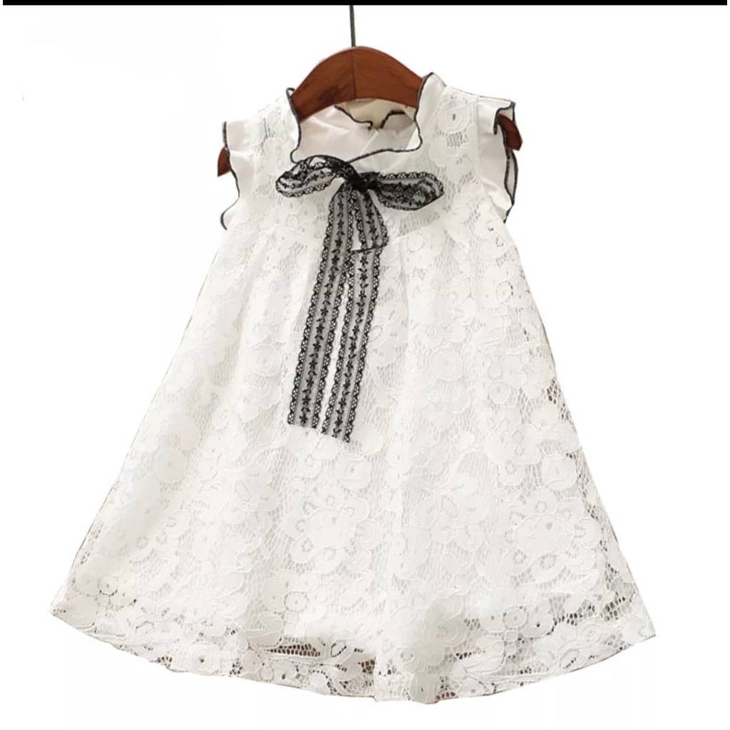 KIDS DRESS PREPI / DRESS ANAK BRUKAT / COMBI LACE / 7-10 TH/ PUTIH / DUSTY / TERBARU / TERPOPULER