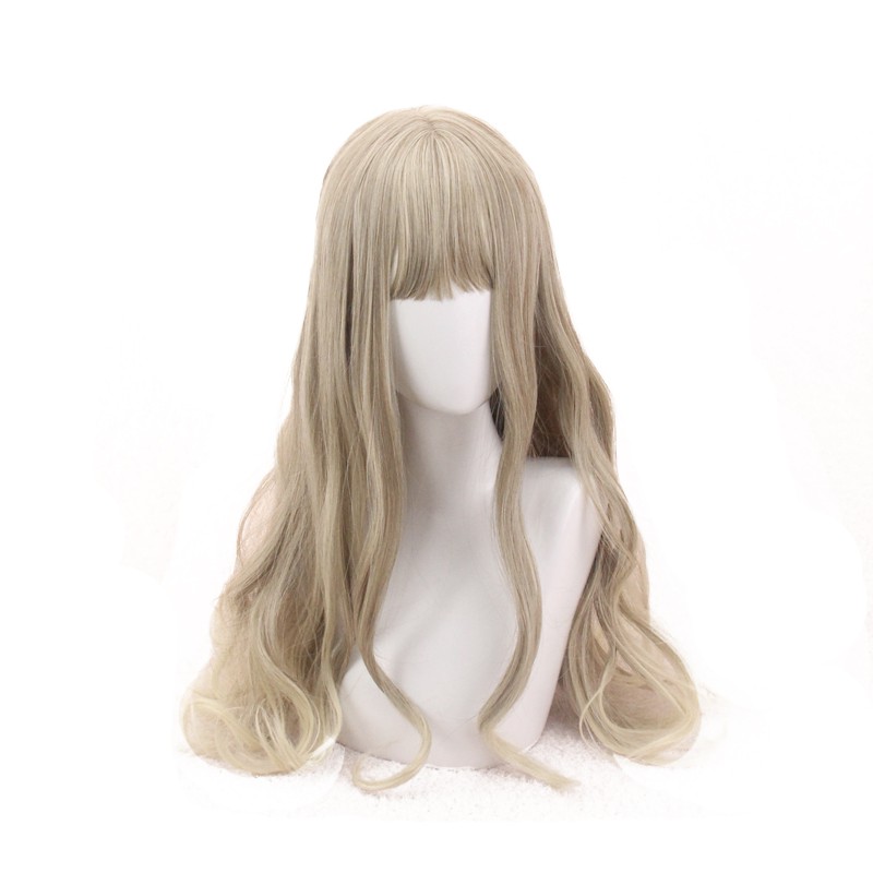 LOL-148 wig rambut palsu daily lolita korea kpop cosplay panjang wavy ash linen