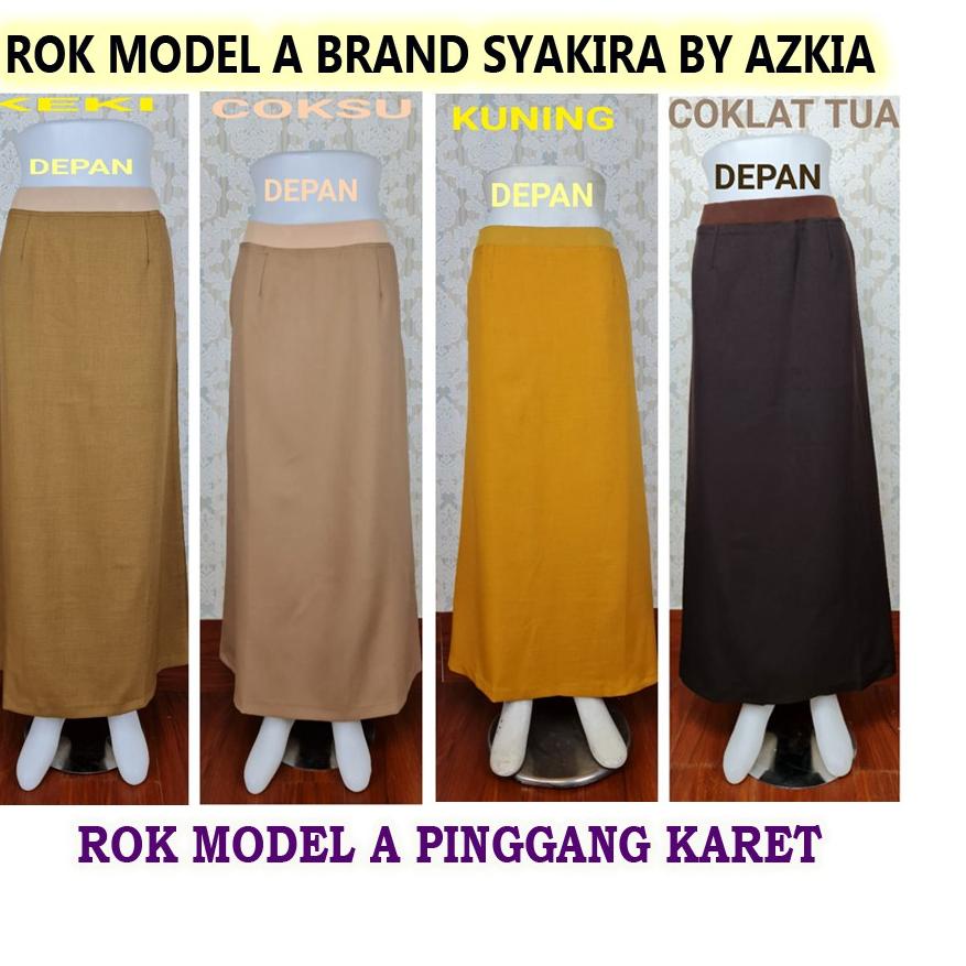 Siap Kirim.. Rok Kerja Model A Full Karet warna silver-abu tua-merah cabe-milo-ungu tua-cream-Rok Wa
