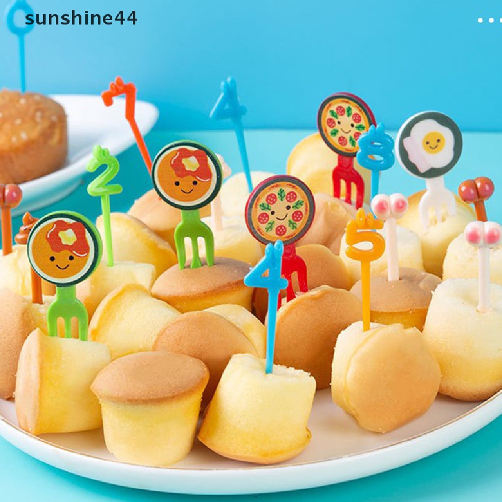 Sunshine set Garpu Buah Desain Kartun Binatang Lucu Bahan Plastik Untuk Anak