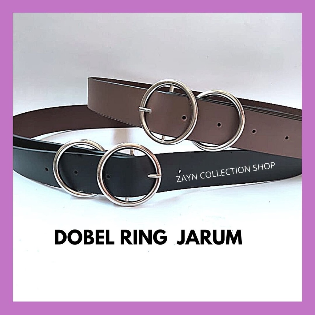 Ikat Pinggang Wanita Model Korea Fashion Dobel Ring Belt Bulat Premium Gesper Sabuk Cewek Polos