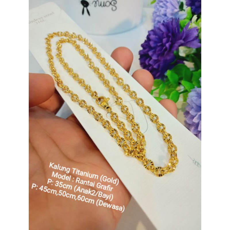 kalung titanium rantai grafir gold