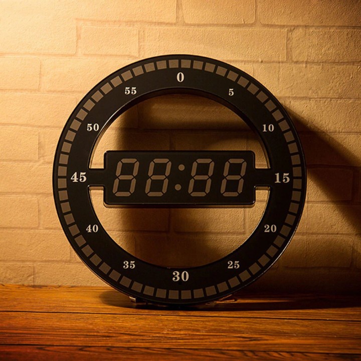 Creative Mute Hanging Wall Clock Digital LED Display - HC-012