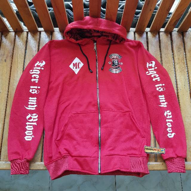 Jaket sweater hoodie honda tiger is my blood merah motor bikers not htci html tab mbi