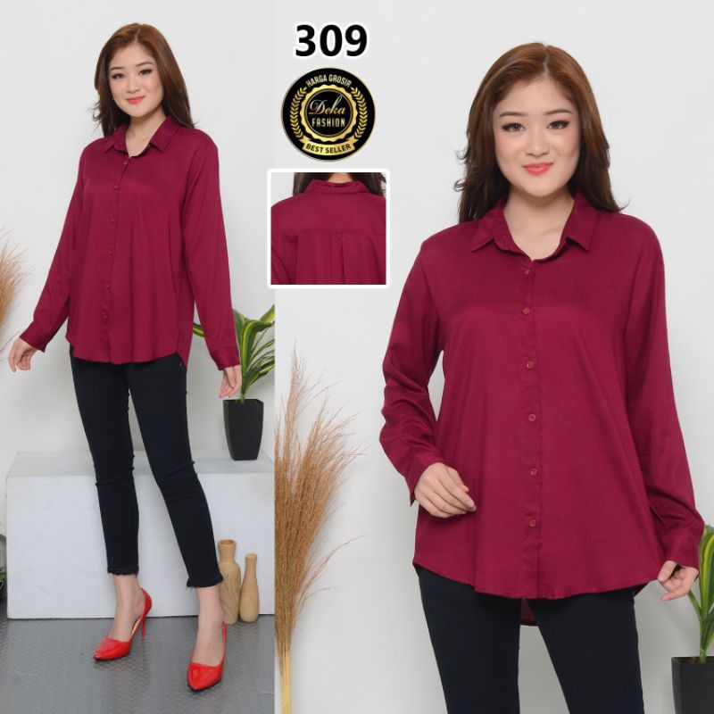 KEMEJA POLOS.KEMEJA BASIC RAYON --309-Maroon