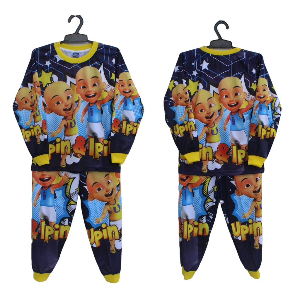 baju piyama setelan upin ipin/baju tidur anak upin ipin full printing