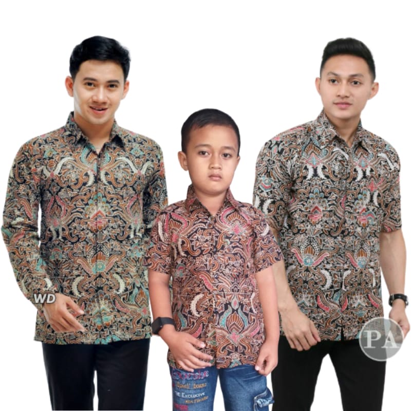 KEMEJA HEM BATIK PRIA COUPEL AYAH ANAK MOTIF CIREEBON