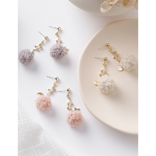 LRC Anting Tusuk Fashion 925 Silver Needle Star Moon Ball Earrings D48786