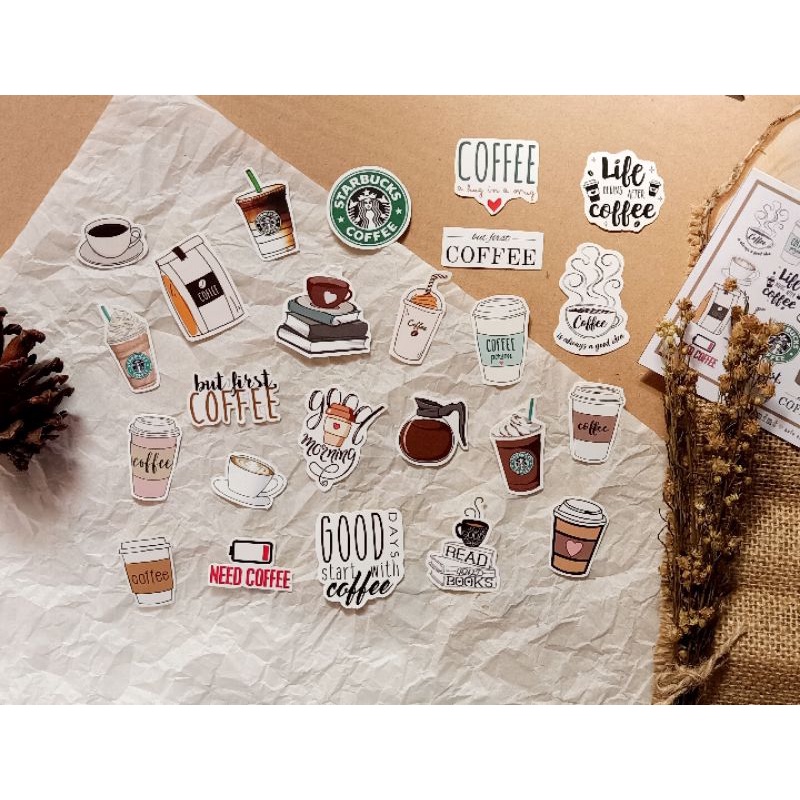 

STICKER DECO COFFEE SERIES UNTUK HIASAN HP LAPTOP JURNAL DIARY DLL