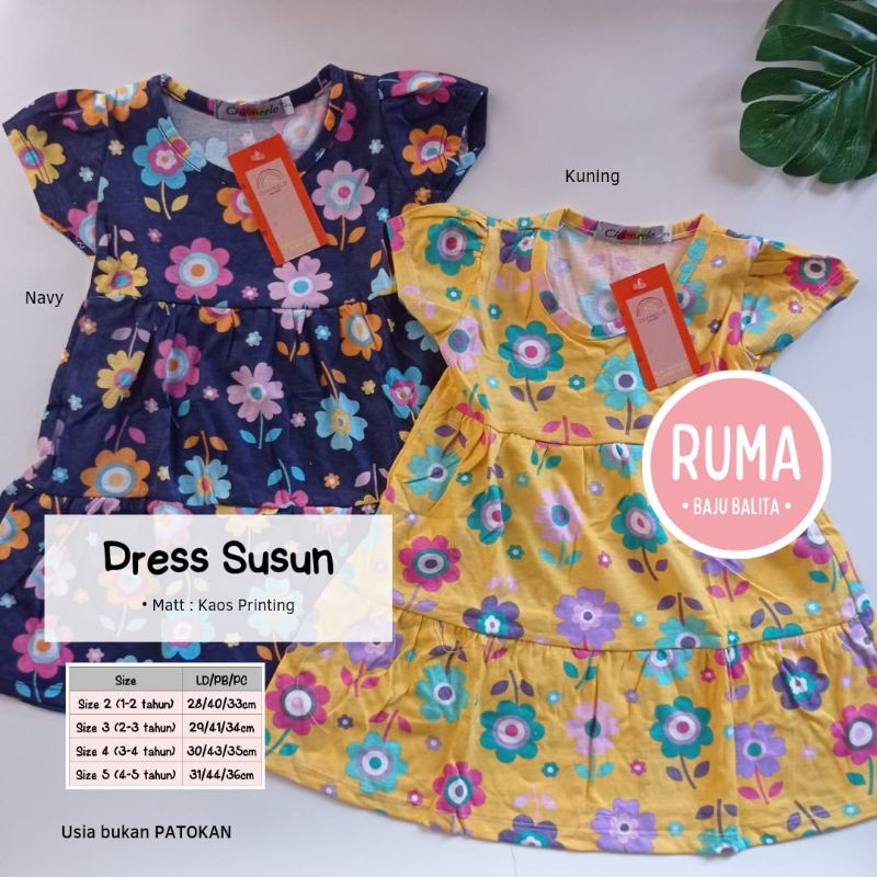 Dress susun rempel anak perempuan bayi usia 1 2 3 4 5 tahun/ Dress anak cewek susun termurah terlari