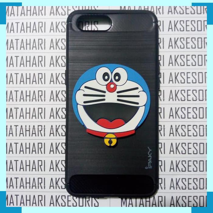 Case Oppo A3S Carbon Karakter 3D Doraemon Fiber Hybird Armor