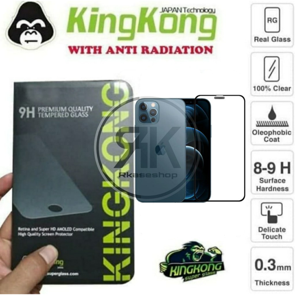 kingkong Tempered glass Full Cover IPHONE 12 13 MINI 11 12 13 14 PRO MAX 14 Plus antigores kaca original